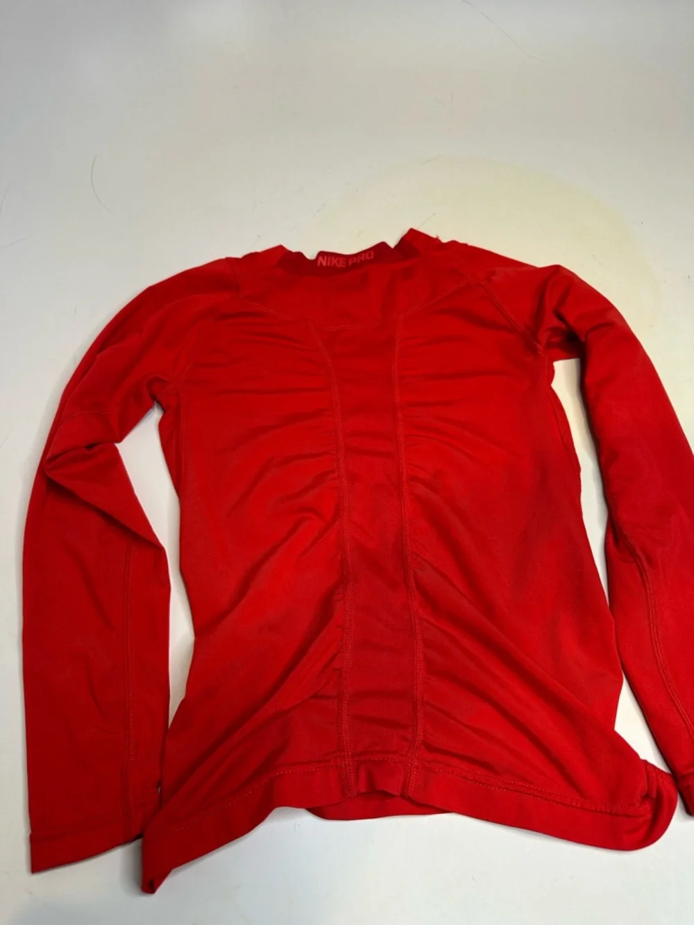 Nike Red Performance Long Sleeve Top with White Tag Detail